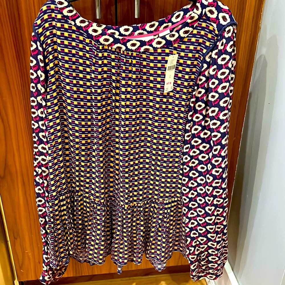 Anthropologie Blouse with Bright Fun Pattern, Sz XL, NWT